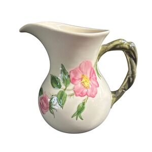 Franciscan Desert Rose water Pitcher Ceramic Floral Leaf Handle USA 1968